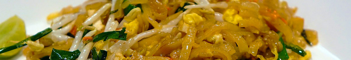 Eating Thai at Luscious Thai restaurant in New York, NY.